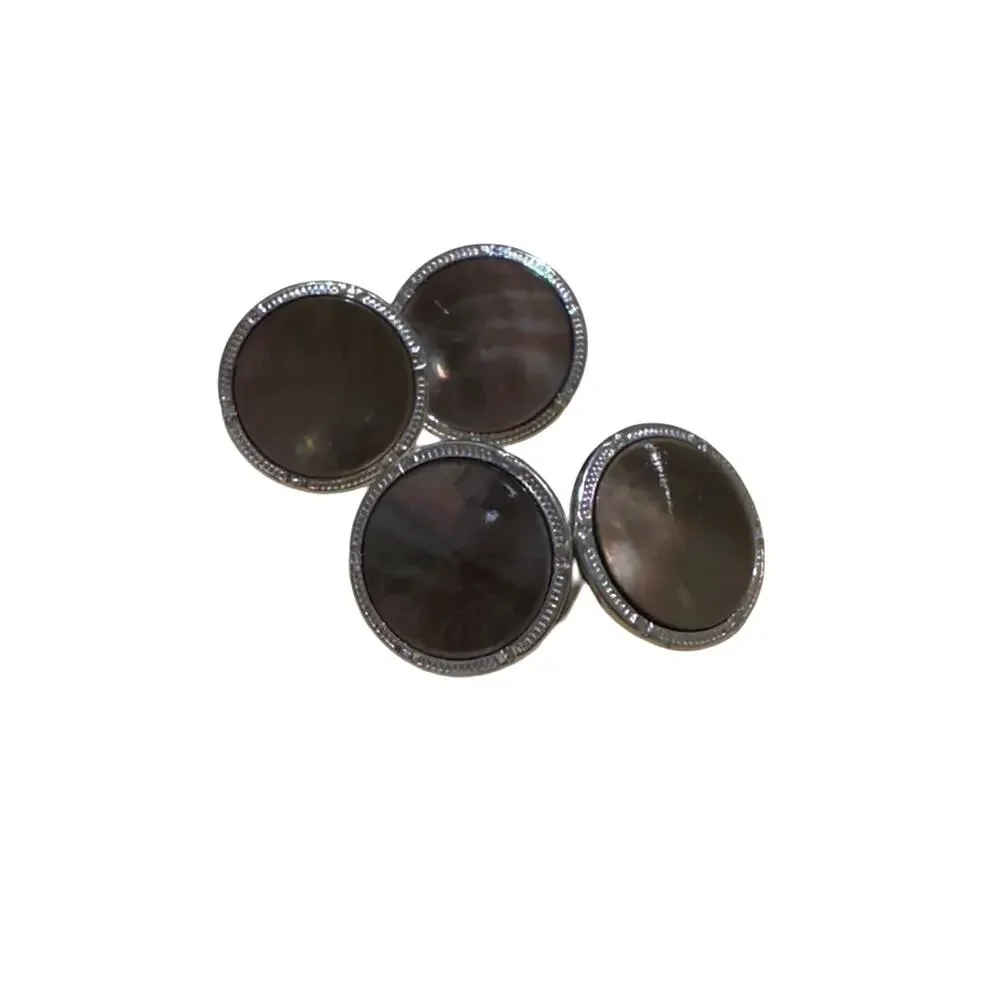 Vintage Grey Mother of Pearl Hickok Chain Cuff Links Cufflinks